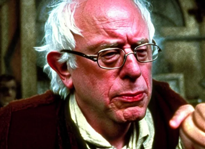 Image similar to film still of bernie sanders as frodo in lord of the rings movie, 8 k