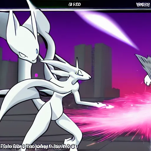 Image similar to Mewtwo vs Sephiroth, smash screenshot