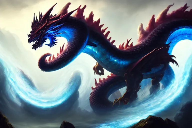 Image similar to [ important ] amazing portrait of the cloud serpent dragon of thunder ], hearthstone splash art, deiv calviz, splash art, natural light, elegant, intricate, fantasy, atmospheric lighting, by greg rutkowski, hearthstone splash art, hd wallpaper, ultra high details, cinematic composition, professional master piece made in one year