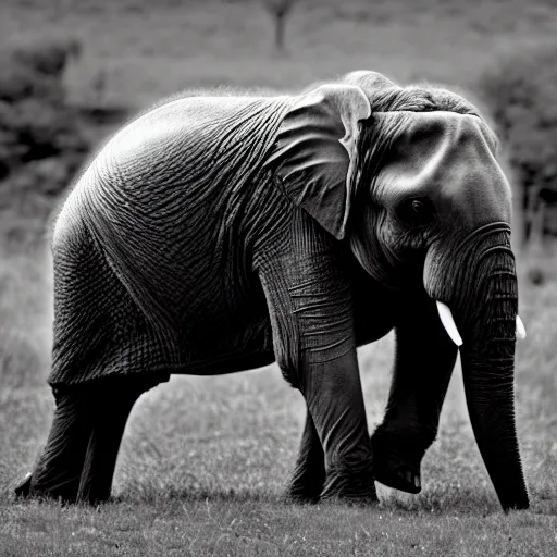 Image similar to tardigrade elephant hybrid, black and white photo