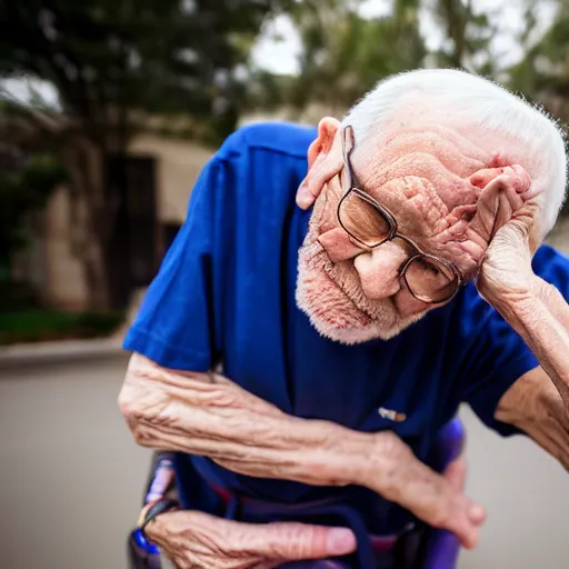 Image similar to elderly man dabbing, nursing home, canon eos r 3, f / 1. 4, iso 2 0 0, 1 / 1 6 0 s, 8 k, raw, unedited, symmetrical balance, wide angle