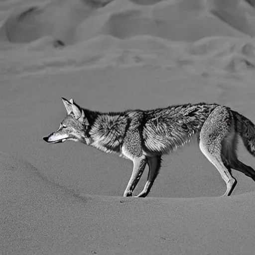 Image similar to coyote dreaming the world into being, sand art