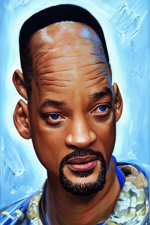 Prompt: Will Smith as a Simpson, oil on canvas, intricate, portrait, 8k highly professionally detailed, HDR, CGsociety
