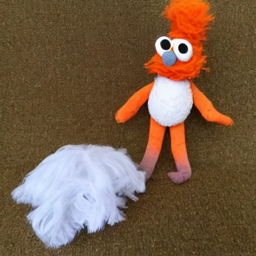 Prompt: a home made halloween ghost muppet plush, sesame street, photograph, realistic, photorealistic