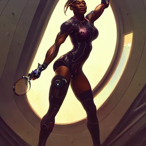 Prompt: cyborg Serena Williams as aeon flux profile picture by Greg Rutkowski, dynamic pose, intricate, futuristic, fantasy, elegant, by Stanley Artgerm Lau, greg rutkowski, thomas kindkade, alphonse mucha, loish, norman Rockwell,