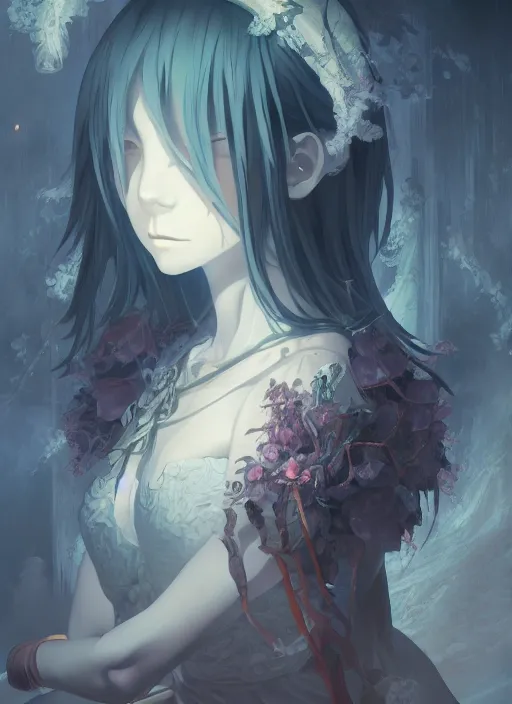 Image similar to fineart illustration of the necromancer, illustrsted by makoto shinkai, hyper detailed, fantasy surrealism, crisp