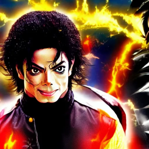 Image similar to still of michael jackson playing goku in the movie ( dragon ball evolution ), 4 k