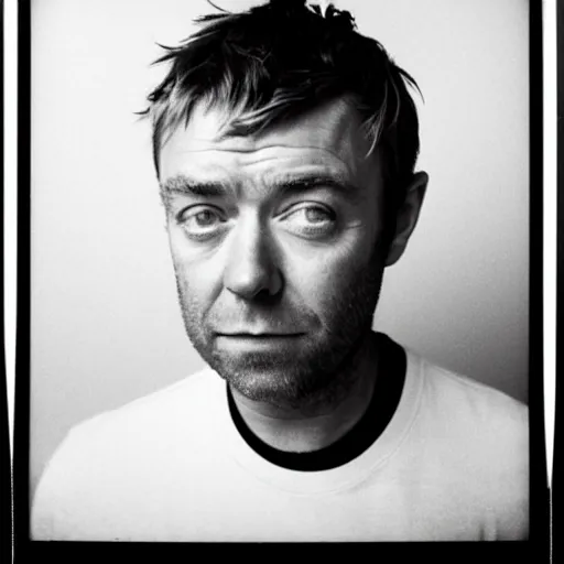 Prompt: Mugshot Portrait of Damon Albarn, taken in the 1970s, photo taken on a 1970s polaroid camera, grainy, real life, hyperrealistic, ultra realistic, realistic, highly detailed, epic, HD quality, 8k resolution, body and headshot, film still, front facing, front view, headshot and bodyshot, detailed face, very detailed face