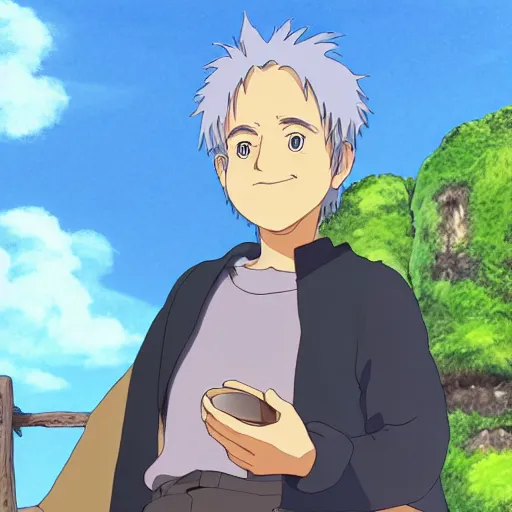 Prompt: happy guy and a small creautre made by studio ghibli detailed face highly detailed smooth 8k 3605596159