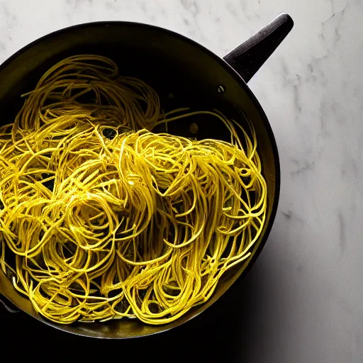 Image similar to an uranium pasta dish glowing