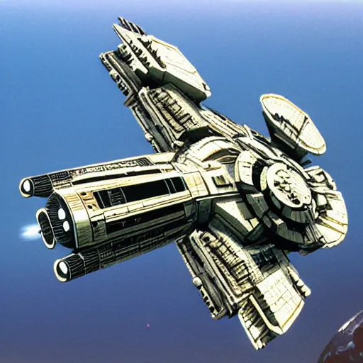 Image similar to the millennium falcon designed by chris foss