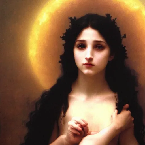 Image similar to a beautiful portrait of a goddess of destruction by william - adolphe bouguereau trending on artstation