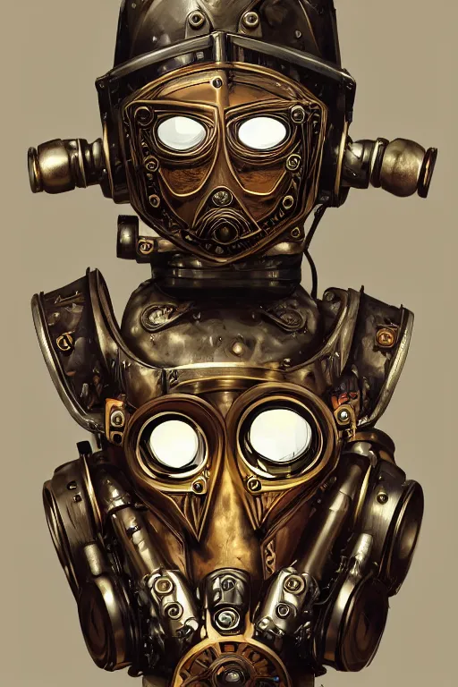 Image similar to steampunk helmet fantasy art mask robot ninja stylized digital illustration sharp focus, elegant intricate digital painting artstation concept art global illumination ray tracing advanced technology chaykin howard and campionpascale and cooke darwyn and davis jack