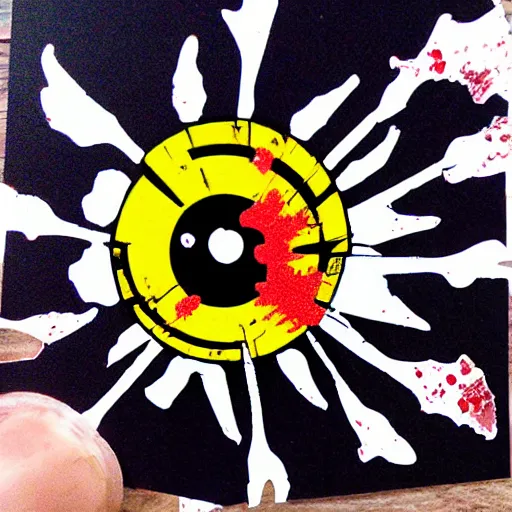 Image similar to die cut sticker, gatling attack by luffy, splatter paint