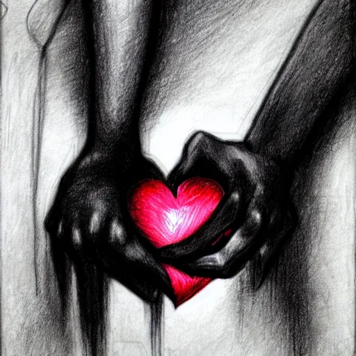 Image similar to drawing of hands ripping a heart into pieces, sadness, dark ambiance, concept by Godfrey Blow, featured on deviantart, sots art, lyco art, artwork, photoillustration, poster art