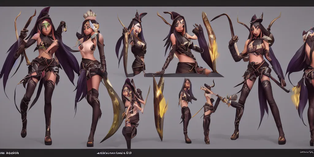 Image similar to Character sheet of beautiful bewitching akali (League of Legends). 3d render, octane render, game art, realistic, highly detailed, trending on artstation, 4k, trending on artstation, pixar, cgsociety, unreal engine 5, redshift render, trending on artstation, blender, behance, cg