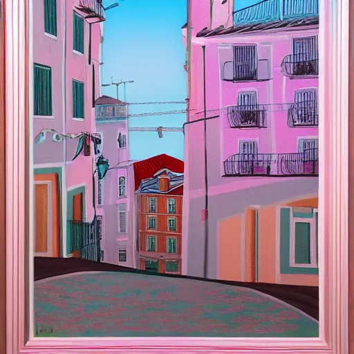 Prompt: city of lisbon, pastel soft colors, in the style of danny mcbride, knyazev konstantin