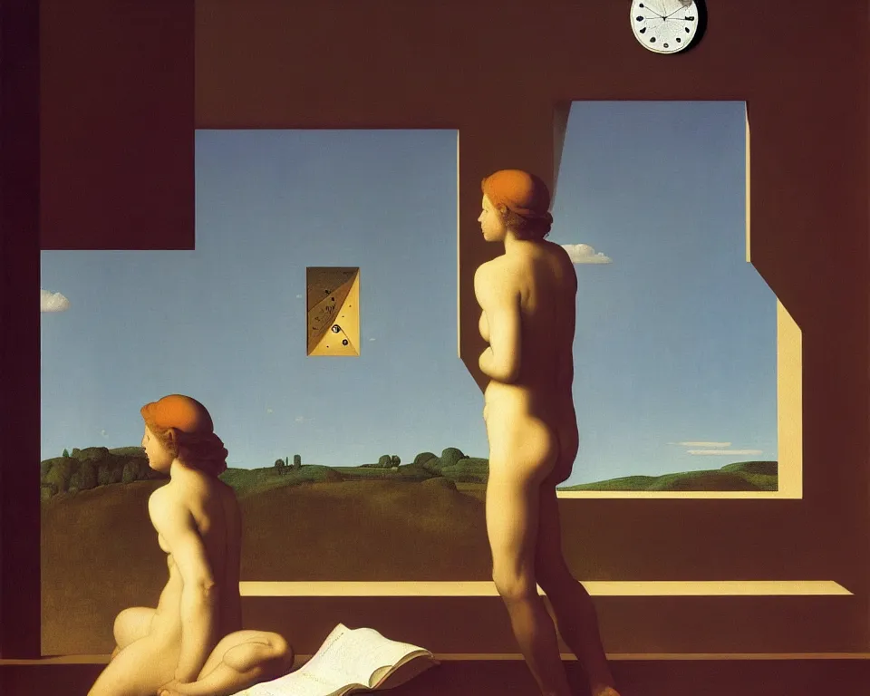 Image similar to an achingly beautiful print of time itself by Raphael, Hopper, and Rene Magritte. detailed, romantic, enchanting, trending on artstation.