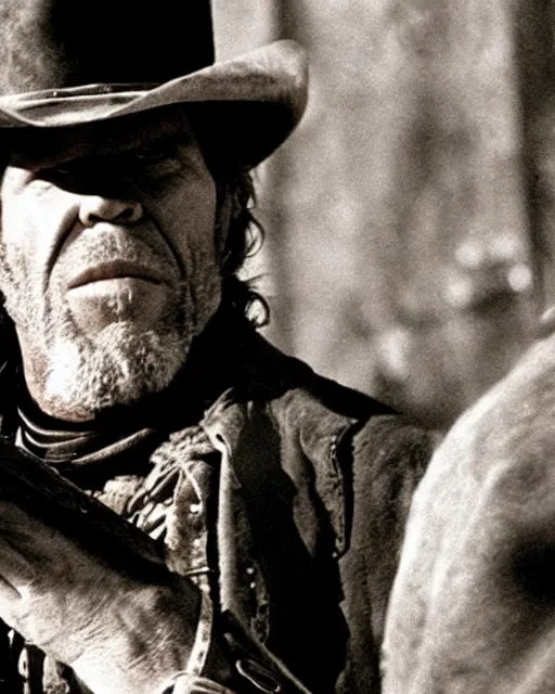 Image similar to film still close up shot of ron perlman in the movie a fistful of dollars. photographic, photography