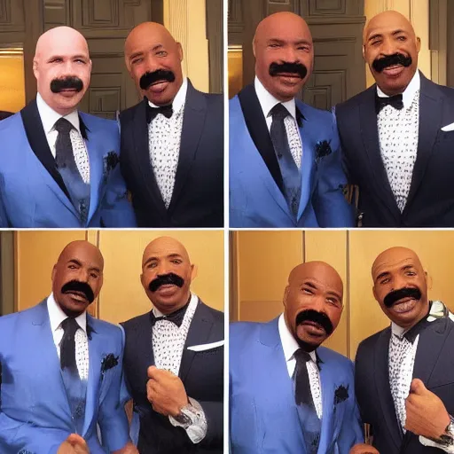 Image similar to white steve harvey meeting black steve harvey and blue steve harvey