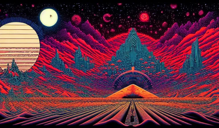 Image similar to an expansive rendering of beautiful nothingness by dan mumford, by jim fitzpatrick, by joe wilson, by jim burns, by victo ngai, by jacek yerka, featured on deviant art, trending on artstation