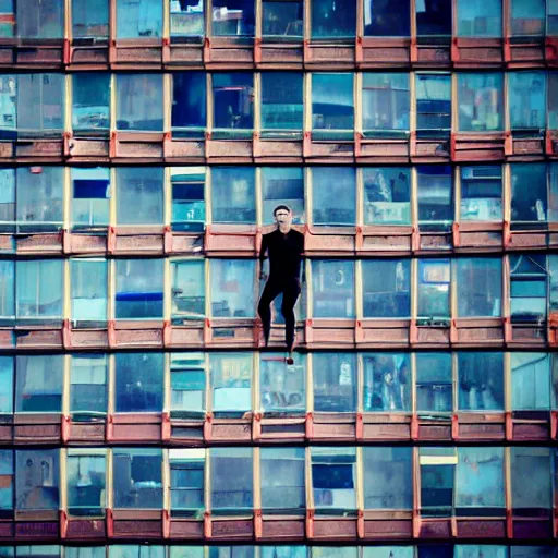 Prompt: a cyber boy ontop of a building, cyberpunk art by Elsa Bleda, by Elsa Bleda unsplash contest winner, aestheticism, dystopian art