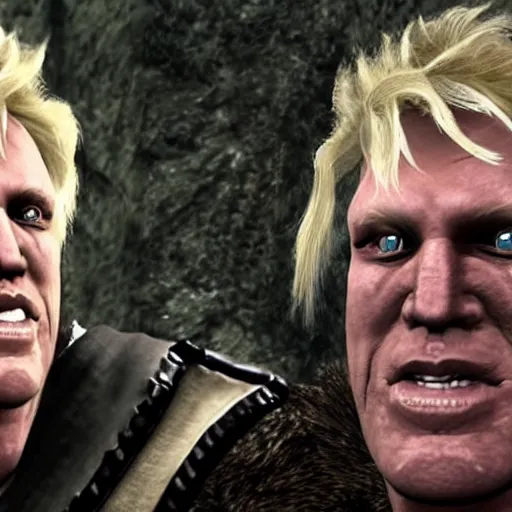 Prompt: screenshot of gary busey in Skyrim