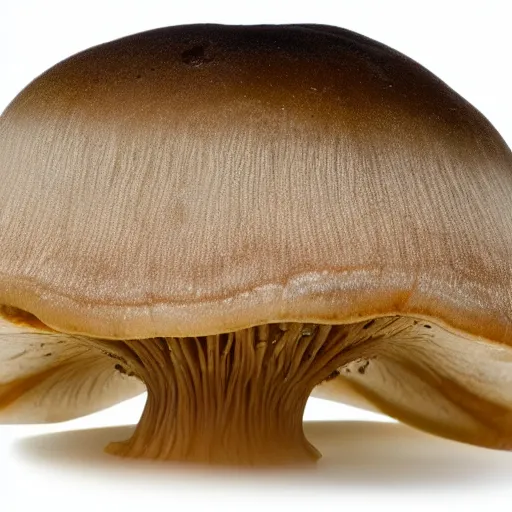 Prompt: one roud mushroom cap is hous, bottom view, luminous lamellae are clearly visible, no stipe, black background, d&d,8k, epic composition