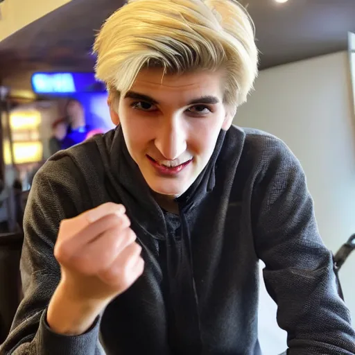 Image similar to really handsome gigachad xqc gambling : : realistic : : 1 dslr : : 1 - - quality 2