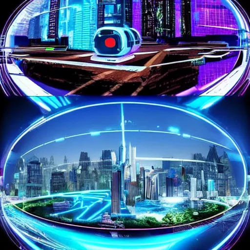 Image similar to a futuristic city is a place where technology has advanced to a point where people have access to everything they need. there are no longer any natural boundaries between humans and machines. people live their lives in virtual reality, and interact with each other via holograms. ultrarealistic 1 5 0 mpx