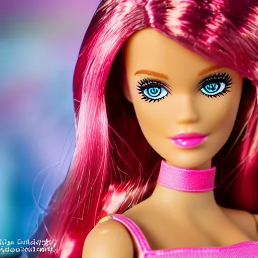 Image similar to barbie doll zoolander, depth of field, product shot, bokeh, dynamic lighting