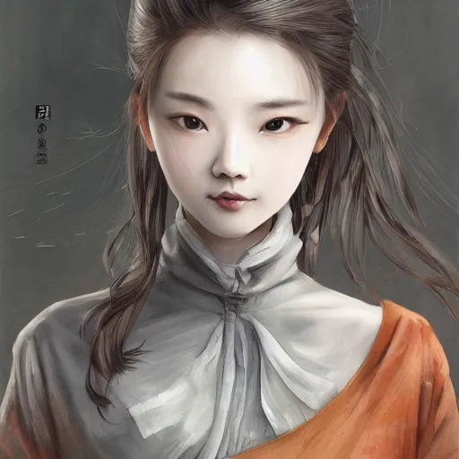 Image similar to dynamic composition, motion, ultra-detailed, incredibly detailed, a lot of details, amazing fine details and brush strokes, colorful and grayish palette, smooth, HD semirealistic anime CG concept art digital painting, watercolor oil painting of a young office lady, by a Chinese artist at ArtStation, by Huang Guangjian, Fenghua Zhong, Ruan Jia, Xin Jin and Wei Chang. Realistic artwork of a Chinese videogame, gradients, gentle an harmonic grayish colors.