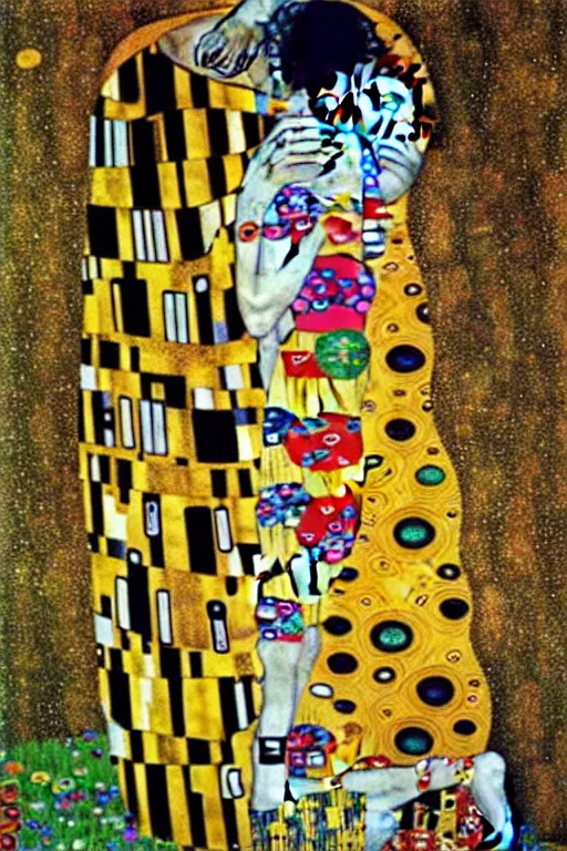 Prompt: happiness, fantasy, painting by Gustav Klimt