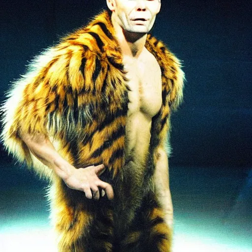 Image similar to 📷 john partridge as rum tum tugger, spike collar, fluffy neck, cats 1 9 9 8 musical 🎶