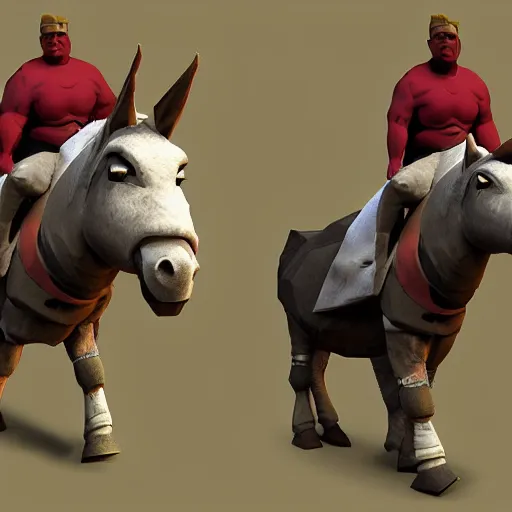 Prompt: Brock Lesnar riding a donkey, low poly render