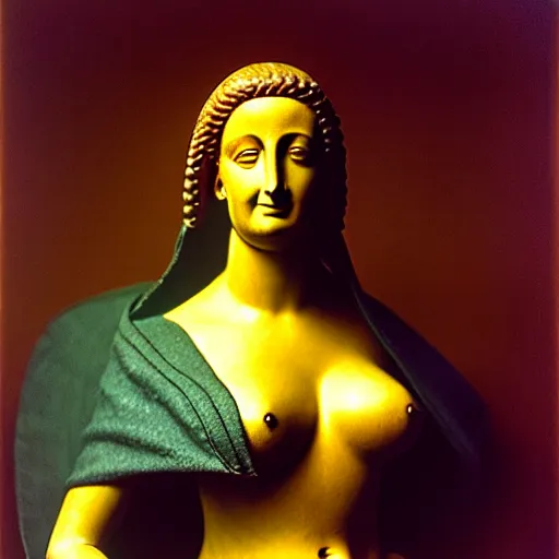 Prompt: a studio portrait photograph of the venus of milo as a real person by annie leibowitz, f 2. 8 5 0 mm zeiss, kodachrome iso 5 0