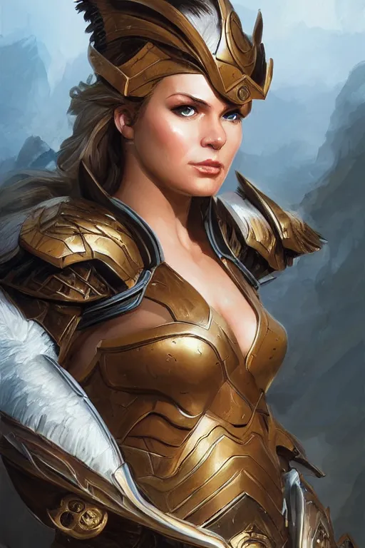 Image similar to amazon valkyrie athena, d & d, fantasy, portrait, highly detailed, headshot, digital painting, trending on artstation, concept art, sharp focus, illustration, art by artgerm and greg rutkowski and magali villeneuve