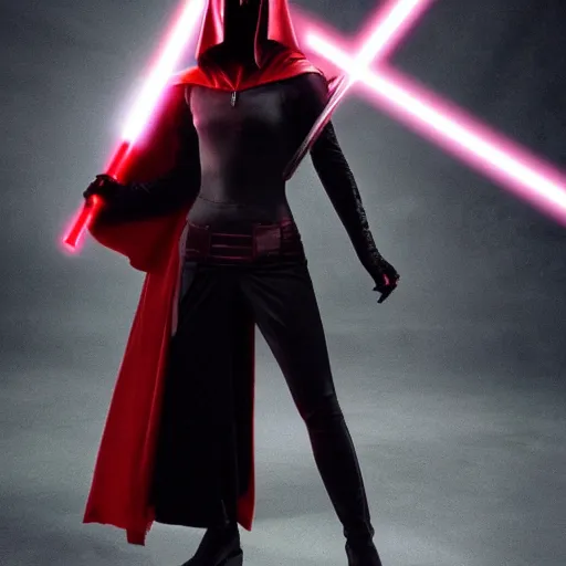 Prompt: Emma Watson as Lilith wearing a sith lord suit