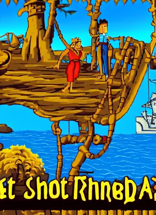 Prompt: the secret of monkey island opening scene