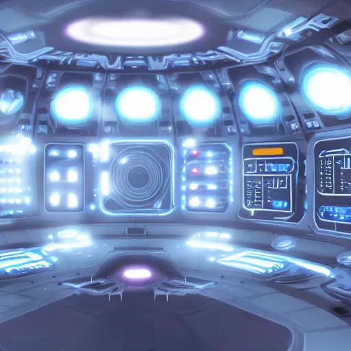 Prompt: futuristic spaceship control panel, concept art, epic, fog, dramatic lighting