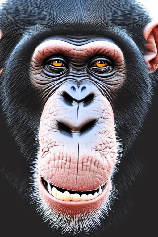 Image similar to smiling chimpanzee, anime art style
