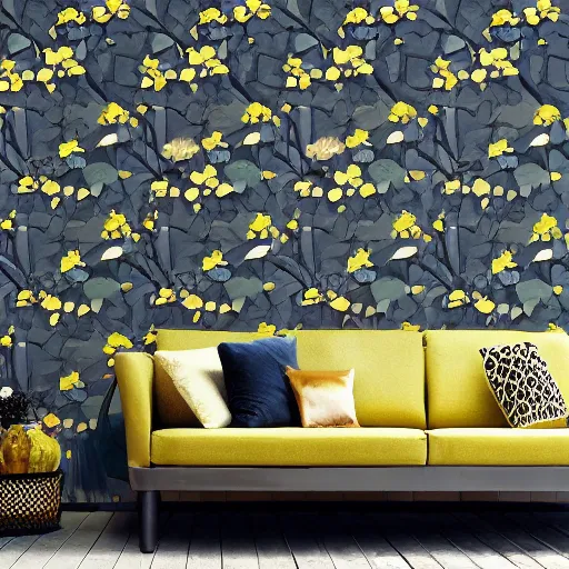 Prompt: stone roses wallpaper in a modern lounge, picture in a catalogue, beautiful interior design,