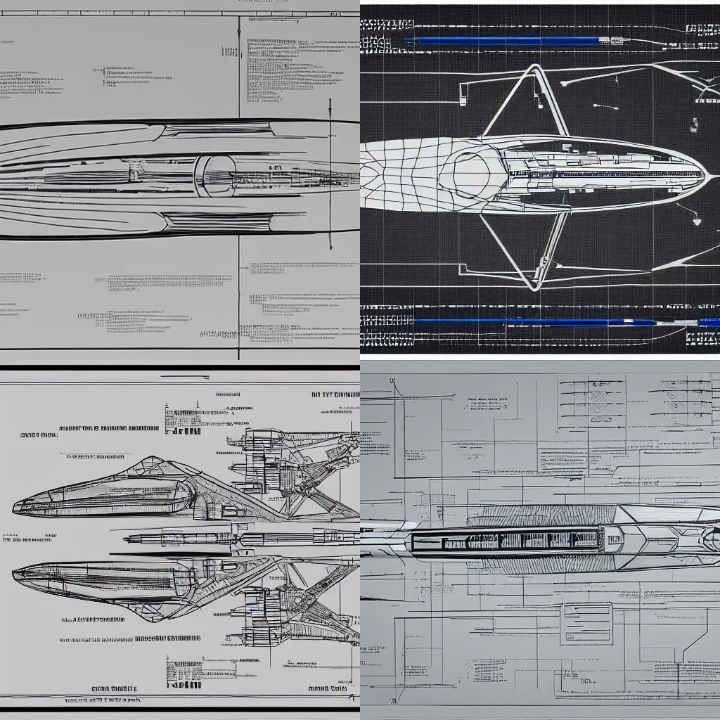 Prompt: see - through schematics of a spaceship