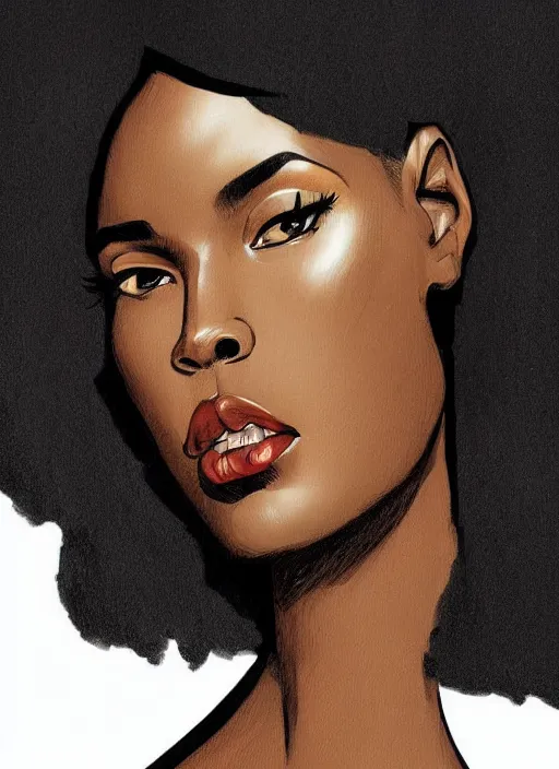 Image similar to detailed digital painting of beautiful black woman in corporate attire with natural hair on a white background, fanart behance trending on artstation, concept art, matte, sharp focus, illustration, super hero pose, hearthstone, art by artgerm and greg rutkowski and alphonse mucha