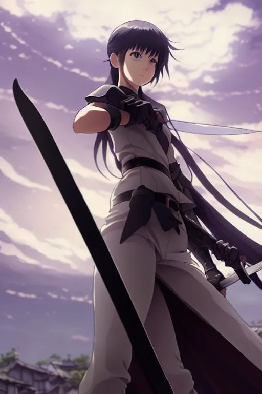 Prompt: a film still portrait of the catgirl with a giant sword of the black swordsman, finely detailed features, closeup at the faces, perfect art, gapmoe yandere grimdark, trending on pixiv fanbox, painted by greg rutkowski makoto shinkai takashi takeuchi studio ghibli, akihiko yoshida