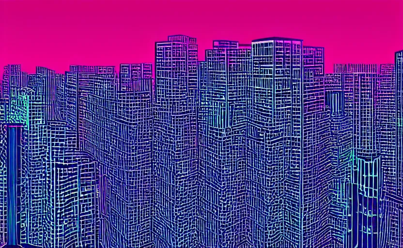 Prompt: beautiful synthwave city in a spectrogram