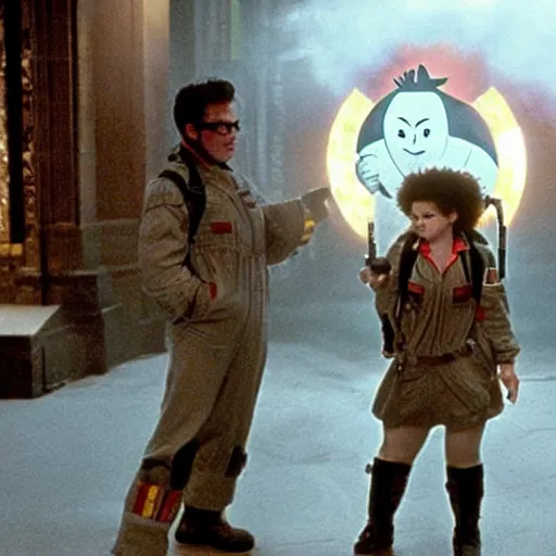 Prompt: helena bonham carter as gozer in the movie ghostbusters