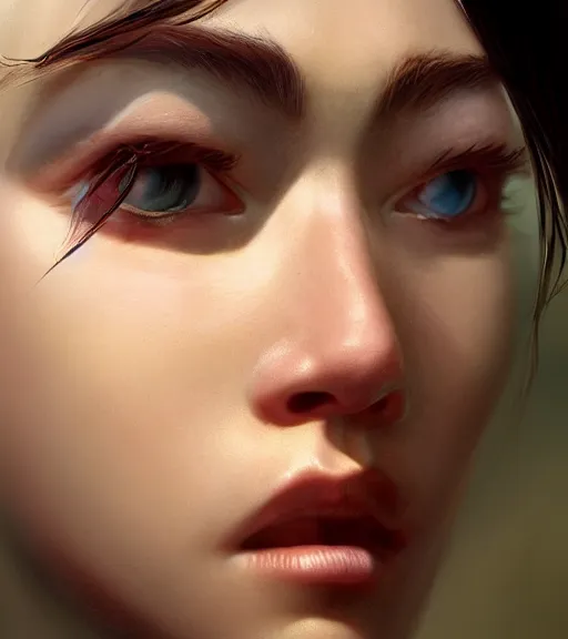 Prompt: highly detailed macro shot of a human portrait of a rose, unreal engine, loish, rhads, makoto shinkai and tom bagshaw, reflective global illumination, god rays, detailed and intricate environment