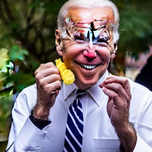 Image similar to joe biden eating from a dumpster