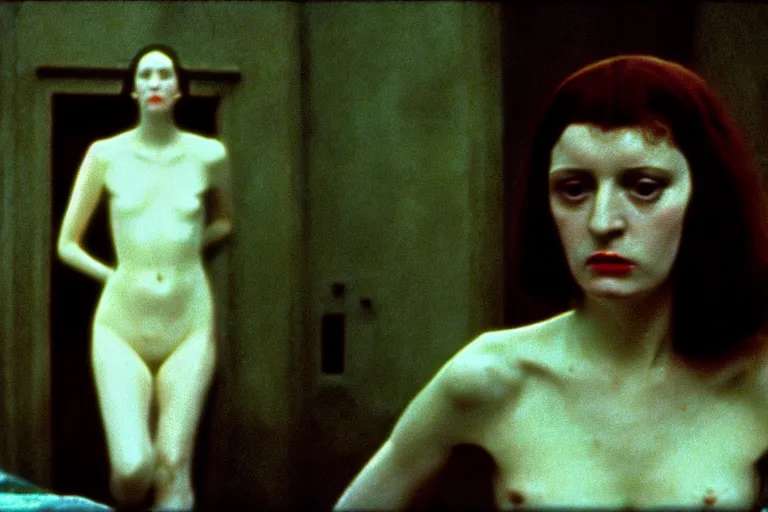 Prompt: a movie still by walerian borowczyk, immoral tales, grain, technicolor, high definition, remastered, wide angle, 7 0 mm, wide shot, cinematic